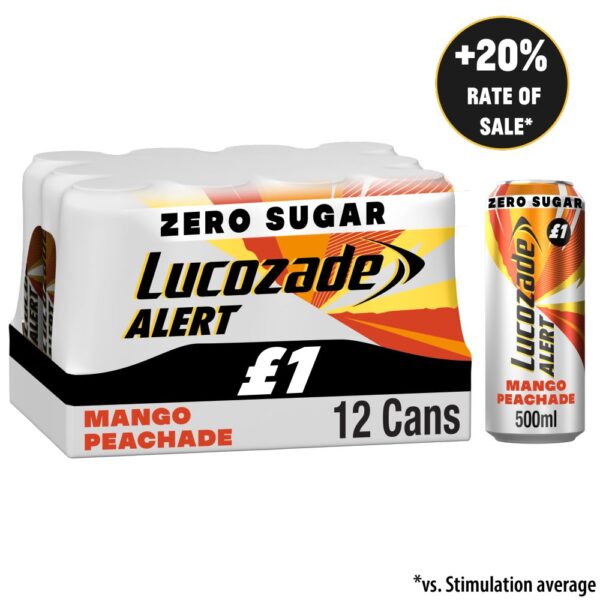 Lucozade Alert Zero Mango & Peach Caffeine Energy Drink 500ml