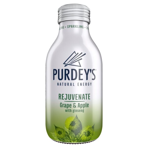 Purdey's Natural Energy Rejuvenate Sparkling Grape & Apple with Ginseng Bottle 330ml