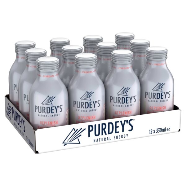 Purdey's Natural Energy Replenish Sparkling Raspberry & Rose Bottles 330ml