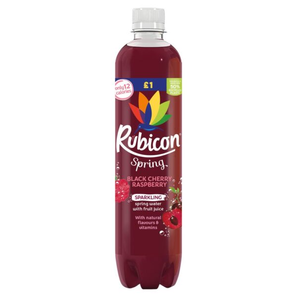 Rubicon Spring Black Cherry Raspberry Sparkling Spring Water with Fruit Juice 500ml