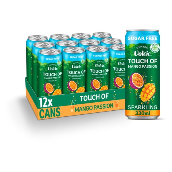 Touch of Mango Passion Sparkling Sugar Free Flavoured Water by Volvic 330ml