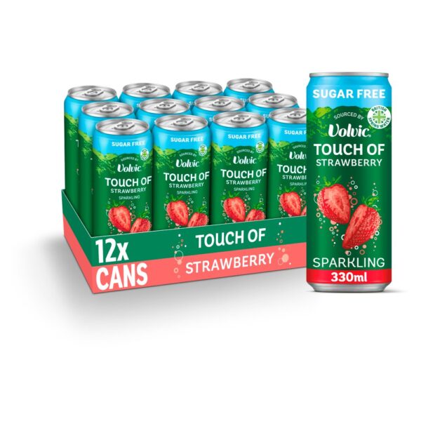 Touch of Strawberry Sparkling Sugar Free Flavoured Water by Volvic 330ml