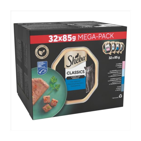 Sheba Classics Adult Wet Cat Food Tray Ocean Selection in Terrine 32 x 85g