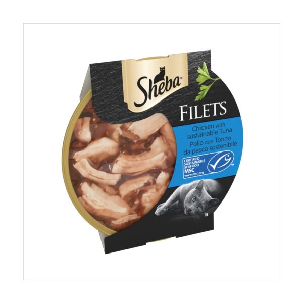 Sheba Fillets Adult Cat Food Tray , Chicken and Tuna in Gravy 60g