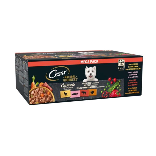 CESAR® NATURAL GOODNESS™ Grain Free Adult Dog Food Mix Casserole 24x100g Tray