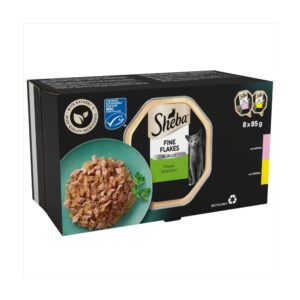 Sheba Fine Flakes Adult Wet Cat Food Tray Mixed Selection in Jelly 8 x 85g