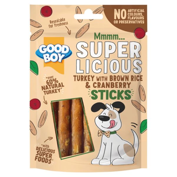 Good Boy Superlicious Turkey , Brown Rice , Cranberry Sticks 70g