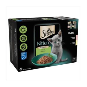 Sheba Mixed Selection Kitten Wet Cat Food Pouch in Gravy 12 x 85g