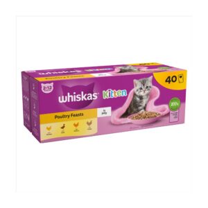 Whiskas Kitten Poultry Feasts Wet Cat Food Pouches in Jelly 40 x 85g