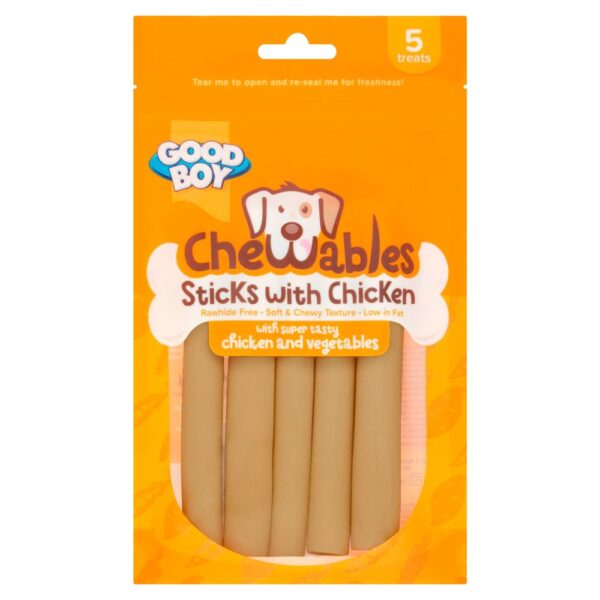 Good Boy Chewables Chicken Sticks Rawhide Free Dog Treats 5 pack 100g
