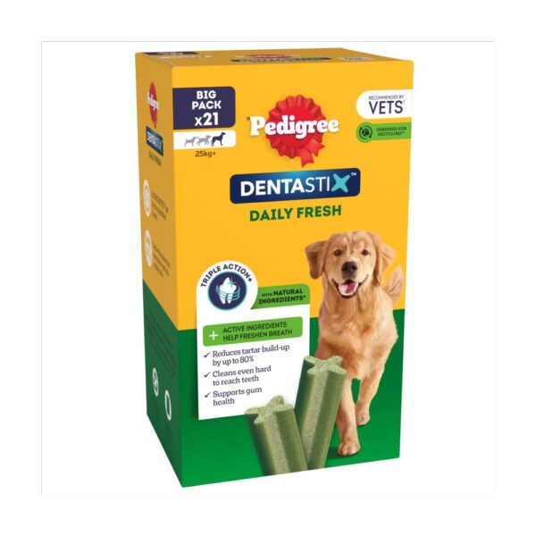 Pedigree Dentastix Fresh Daily Dental Chews Large Dog Treat 21 Sticks 810g