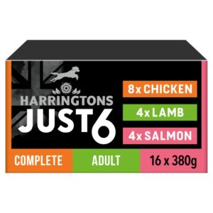 Harringtons Just 6 Wet Dog Food Multi Pack Trays 16 x 380g