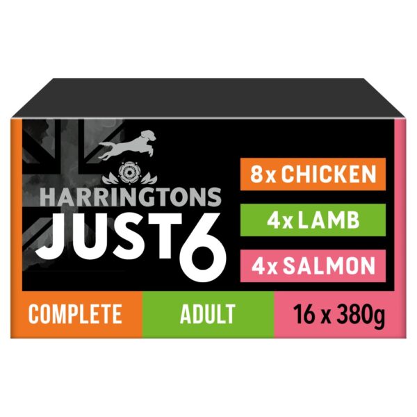 Harringtons Just 6 Wet Dog Food Multi Pack Trays 16 x 380g