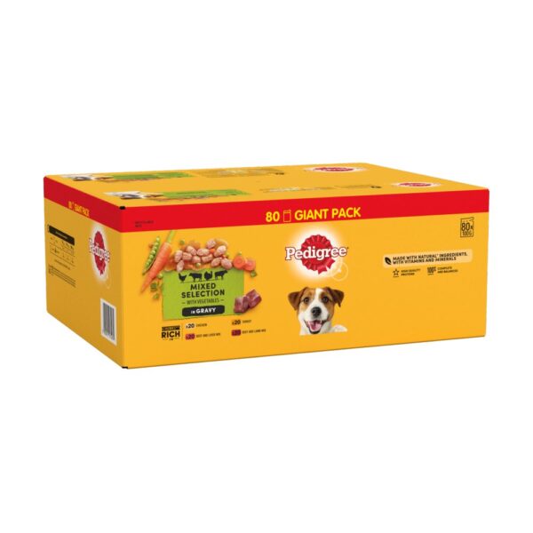 Pedigree Adult Wet Dog Food Pouches Mixed in Gravy Giant Pack 80 x 100g