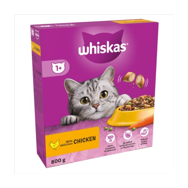 Whiskas 1+ Chicken Adult Dry Cat Food 800g