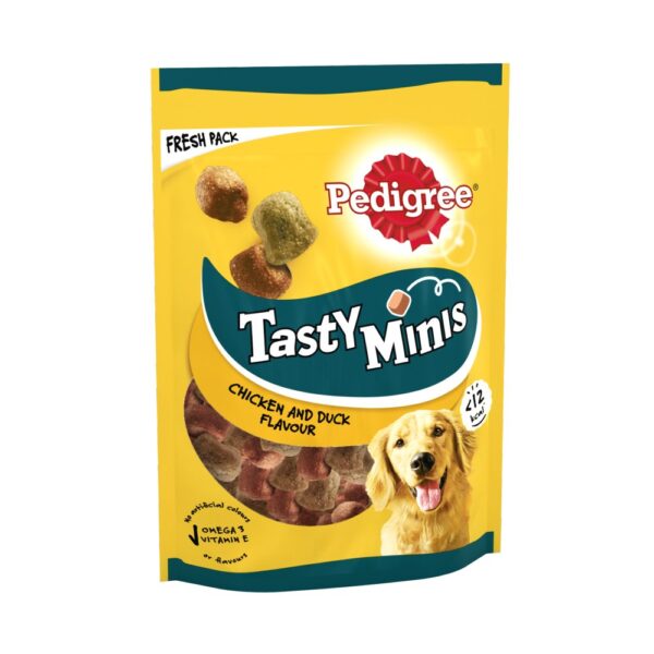 Pedigree Tasty Minis Adult Dog Treats Chicken , Duck Chewy Cubes 130g
