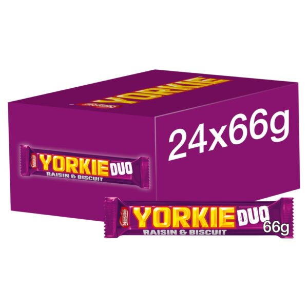 Yorkie Raisin & Biscuit Chocolate Duo Bar 66g