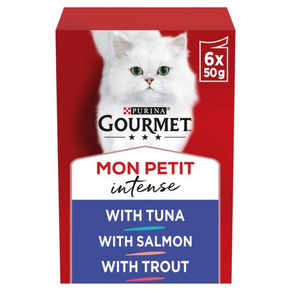 GOURMET Mon Petit Fish Variety Tuna, Salmon, Trout Wet Cat Food 6x50g