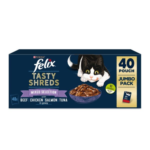 FELIX Tasty Shreds Mixed Selection in Gravy Wet Cat Food 40x80g