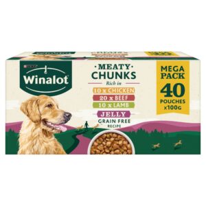 WINALOT Meaty Chunks Mixed in Jelly Wet Dog Food 40x100g