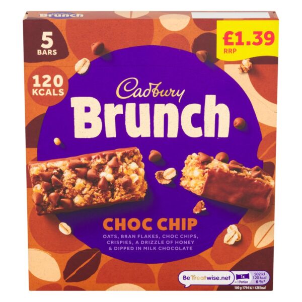 Cadbury Brunch Bar Choc Chip 5 Pack £1.39 PMP 140g