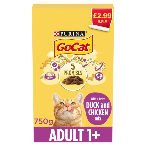 GO-CAT Chicken and Duck Dry Cat Food 750g PMP