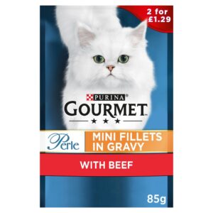 GOURMET Perle Mini Fillets in Gravy Beef Wet Cat Food 85g PMP