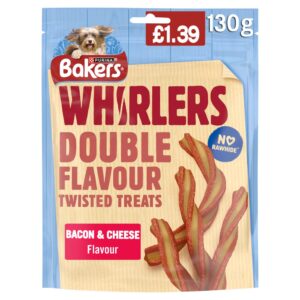 BAKERS Whirlers Bacon and Cheese Dog Treats 130g PMP