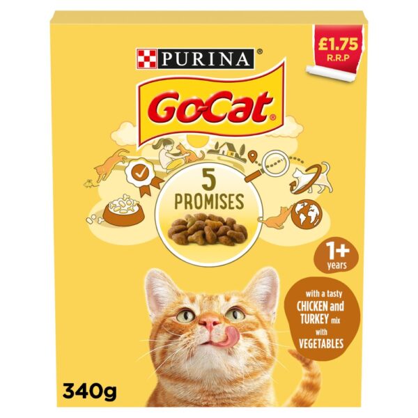 GO-CAT Chicken and Turkey Dry Cat Food 340g PMP