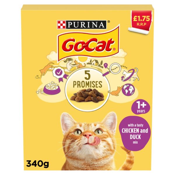 GO-CAT Chicken and Duck Dry Cat Food 340g PMP