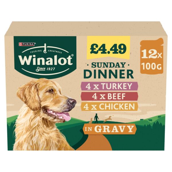 WINALOT Sunday Dinner Mixed in Gravy Wet Dog Food 12x100g PMP